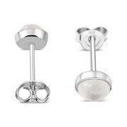 Rose Quartz Round Sterling Silver Stud Earrings, e440st